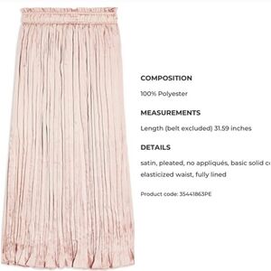 Topshop Plisse Pleated Crushed Satin Skirt Blush Sz 12 L Midi